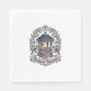Patriotic Backyard Bird Feeder Vector Graphic Tee_ Napkin
