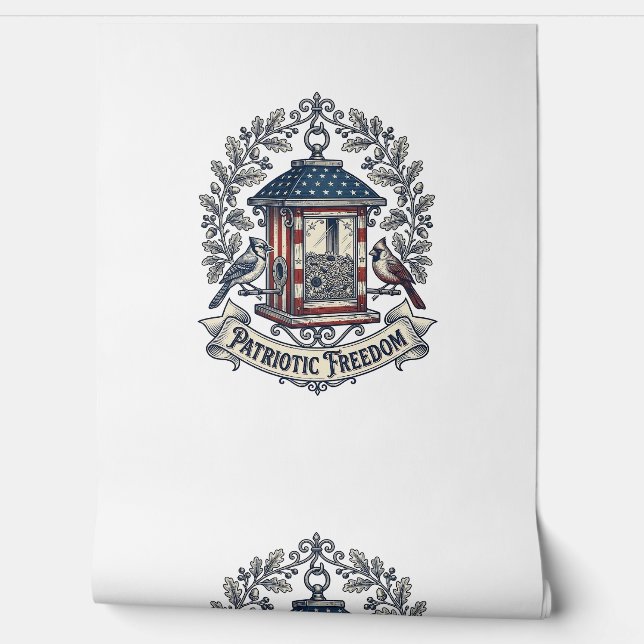 Patriotic Backyard Bird Feeder Vector Graphic Tee_ Wallpaper (Unrolling)