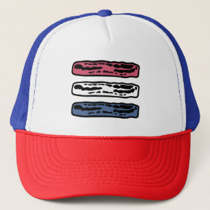 Patriotic Bacon Strips Red White and Blue Trucker Hat