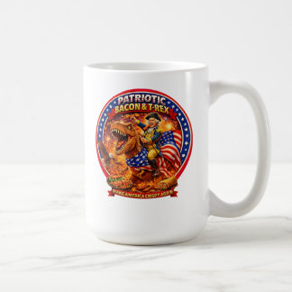 Patriotic Bacon & T-Rex Make America Crispy Again Coffee Mug