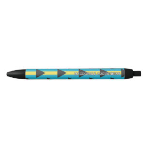 Patriotic BAHAMAS FLAG Personalised Black Ink Pen