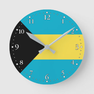 Patriotic Bahamian Flag Round Clock