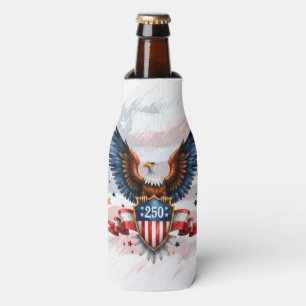 Patriotic Bald Eagle 250th Anniversary Shield Bottle Cooler