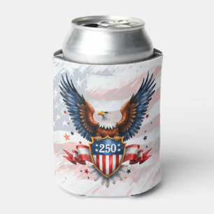 Patriotic Bald Eagle 250th Anniversary Shield Can Cooler
