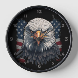 Patriotic Bald Eagle 4th Of July Clock