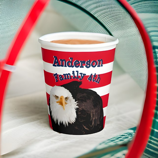 Patriotic Bald Eagle 4th of July Family Cookout Paper Cups (Creator Uploaded)