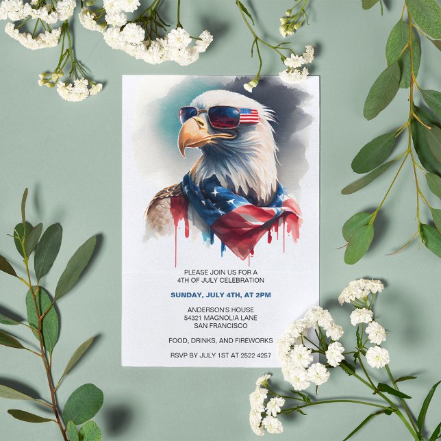 Patriotic Bald Eagle 4th Of July Invitations (Creator Uploaded)
