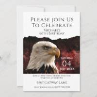 Patriotic Bald Eagle 60th Birthday Invitation