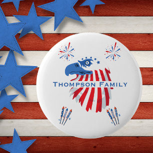  Patriotic Bald Eagle America 250th 4th of July 6 Cm Round Badge