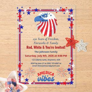 Patriotic Bald Eagle America 250th 4th of July Acrylic Invitations