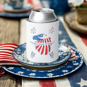 Patriotic Bald Eagle America 250th 4th of July Can Cooler