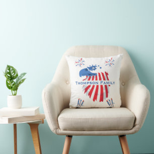 Patriotic Bald Eagle America 250th 4th of July Cushion