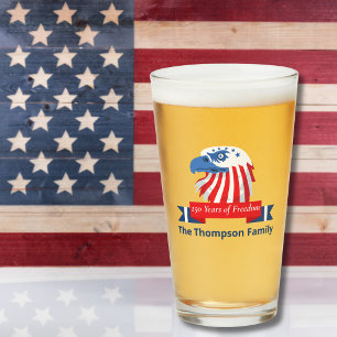 Patriotic Bald Eagle America 250th 4th of July Gl Glass