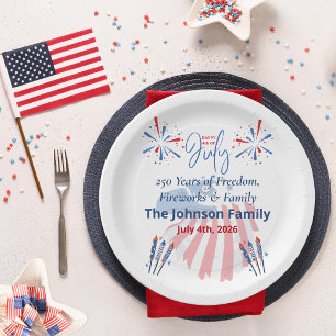 Patriotic Bald Eagle America 250th 4th of July Paper Plate