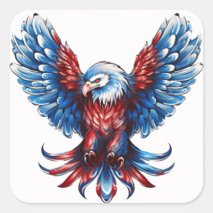 Patriotic Bald Eagle,American Flag,Freedom USA  Square Sticker