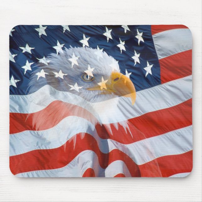 Patriotic Bald Eagle American Flag Mouse Pad (Front)