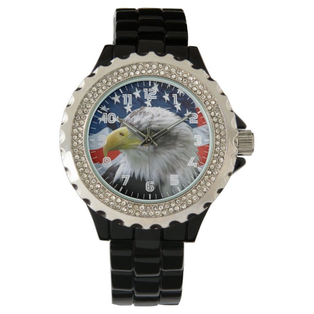 Patriotic Bald Eagle American Flag Watch (Front)