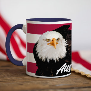 Patriotic Bald Eagle Bold Red White American Flag Mug