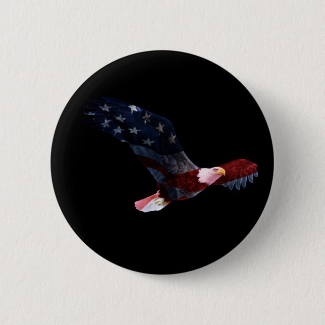 Patriotic Bald Eagle Button (Front)