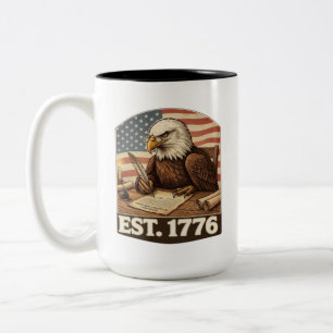 Patriotic Bald Eagle Founding Father 1776 Two-Tone Coffee Mug