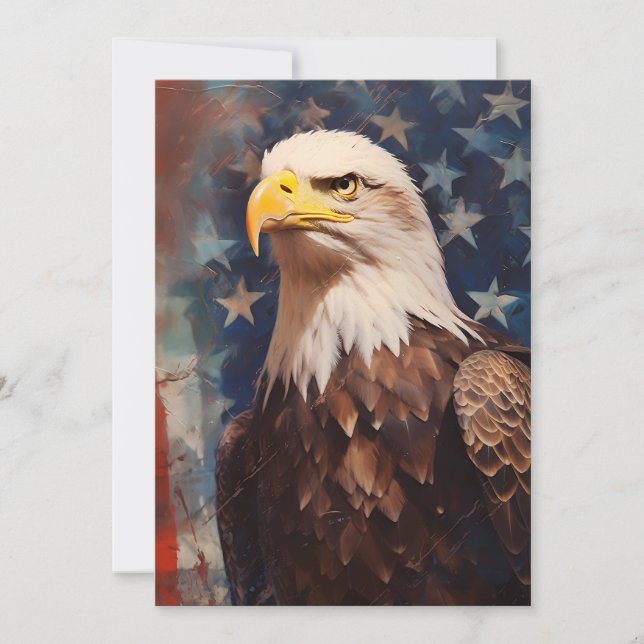Patriotic Bald Eagle Holiday Card (Front)