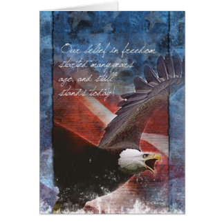 Patriotic Bald Eagle in Flight Thakn You Card