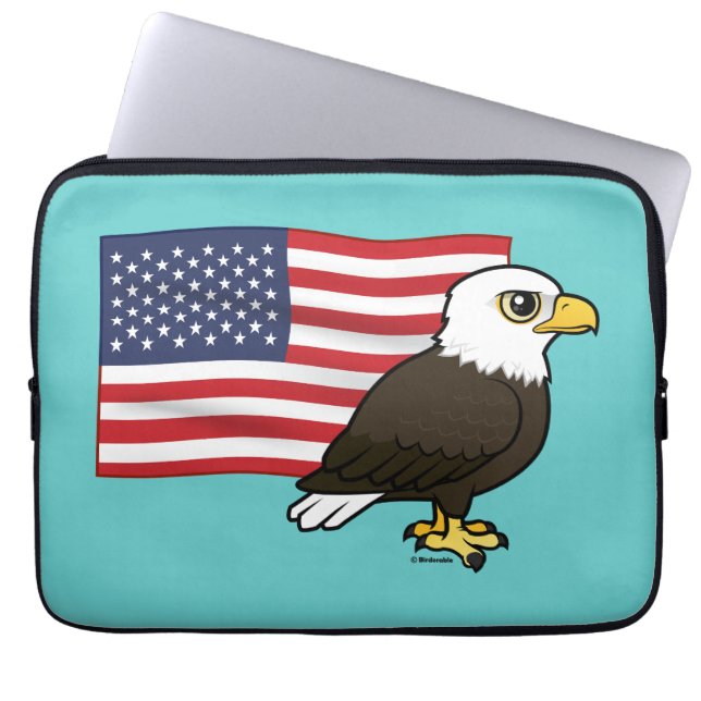 Patriotic Bald Eagle Laptop Sleeve (Front)