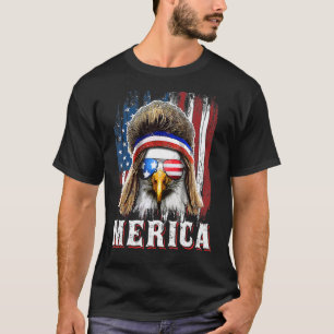 Patriotic Bald Eagle  Men 4th Of July American Fla T-Shirt