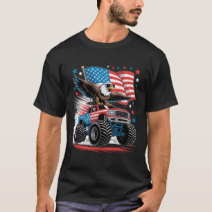 Patriotic Bald Eagle Monster Truck Red White Blue T-Shirt