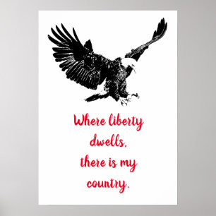 Patriotic Bald Eagle Motivational USA Liberty Poster