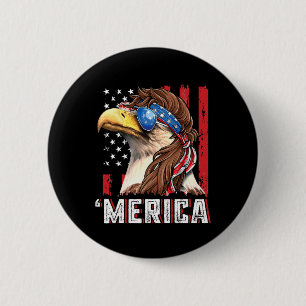 Patriotic Bald Eagle Mullet Merica Usa Flag 4th Of 6 Cm Round Badge