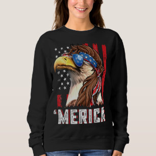 Patriotic Bald Eagle Mullet Merica Usa Flag 4th Of Sweatshirt