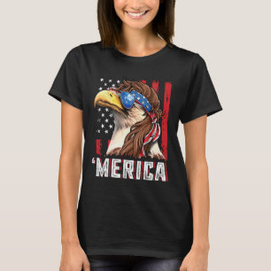 Patriotic Bald Eagle Mullet Merica Usa Flag 4th Of T-Shirt