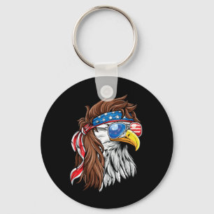 Patriotic Bald Eagle Mullet Usa Aamerican Flag 4th Key Ring