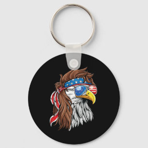 Patriotic Bald Eagle Mullet Usa American Flag 4th Key Ring
