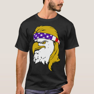 Patriotic Bald Eagle Mullet USA American Flag T-Shirt