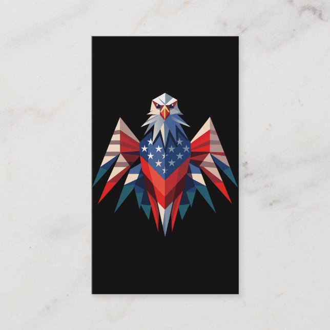 Patriotic Bald Eagle Origami Style USA Business Card (Front)