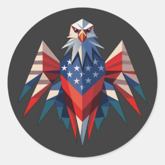 Patriotic Bald Eagle Origami Style USA Classic Round Sticker
