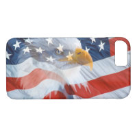 Patriotic Bald Eagle Over The American Flag