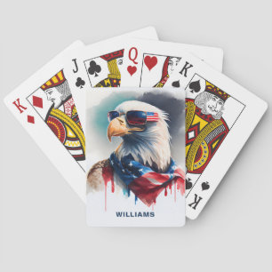 Patriotic Bald Eagle Playing Cards