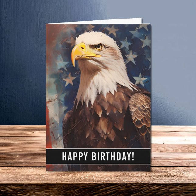 Patriotic Bald Eagle Portrait Birthday Card (Creator Uploaded)