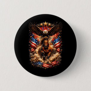 Patriotic Bald Eagle Riding Horse American Flag 6 Cm Round Badge
