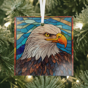 Patriotic Bald Eagle Stained Glass Tree Decoration