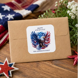 Patriotic Bald Eagle Stars Stripes Red White Blue Classic Round Sticker