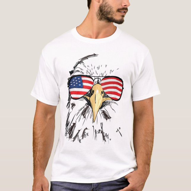 Patriotic Bald Eagle USA American Flag 4th Of July T-Shirt (Front)