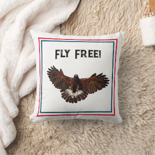 Patriotic Bald Eagle USA Flying Free Nature Art Cushion