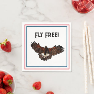 Patriotic Bald Eagle USA Flying Free Nature Art Napkin