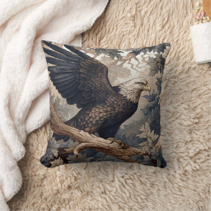 Patriotic Bald Eagle, William Morris Style  Cushion