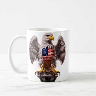 Patriotic Bald Eagle with American Flag Emblem Coffee Mug