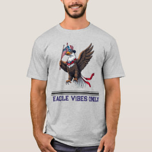 Patriotic Bald Eagle with American Flag – July 4th T-Shirt